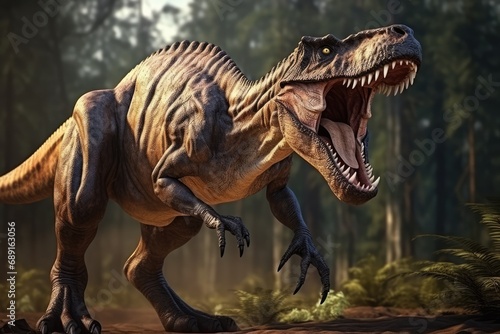 Powerful Tyrannosaurus Rex Dinosaur.   oncept Epic Prehistoric Predator  Fierce T-Rex  Ancient Giant  Dinosaur King