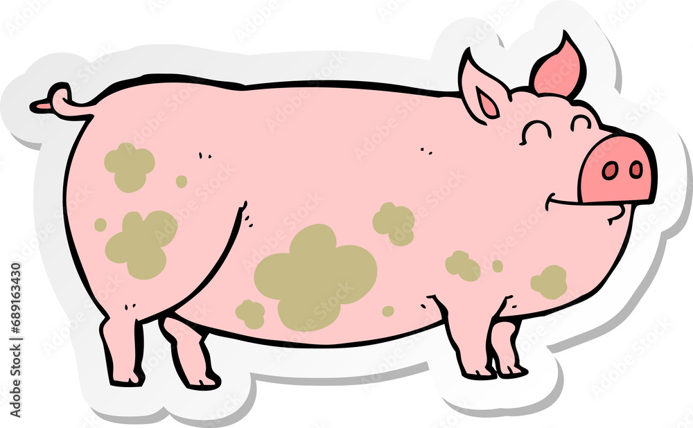 sticker of a cartoon muddy pig sticker of a cartoon muddy pig