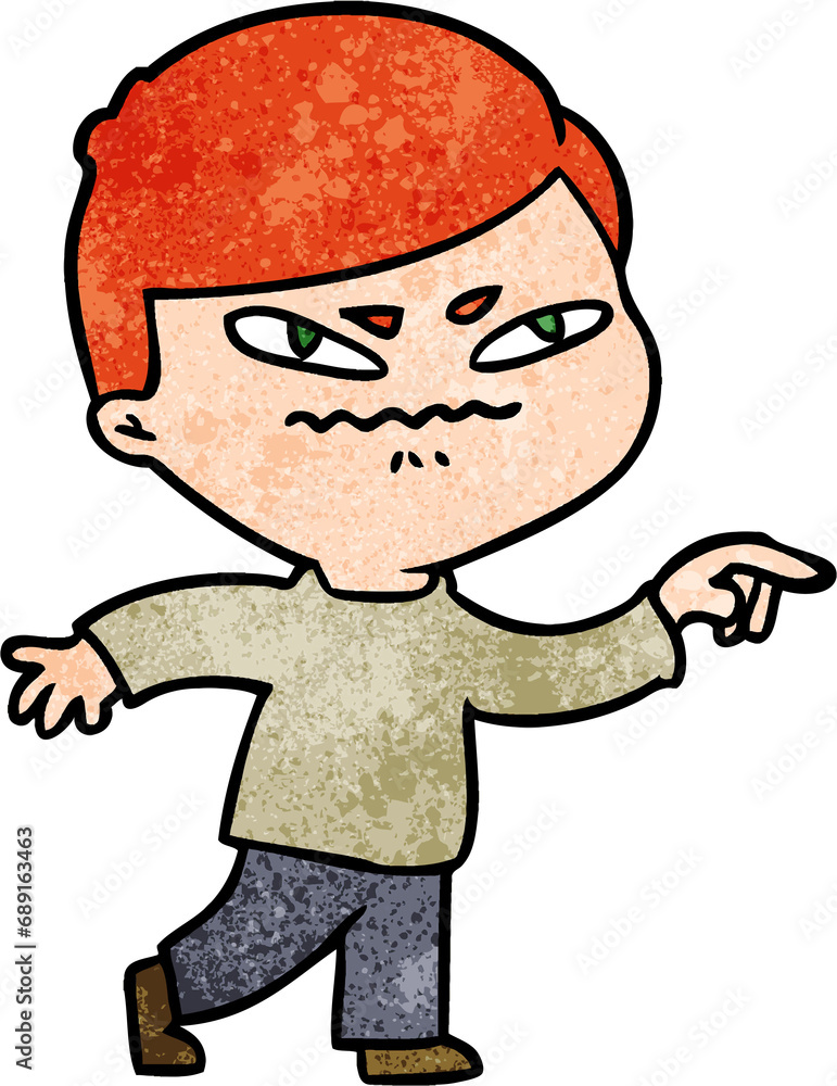 cartoon angry man pointing