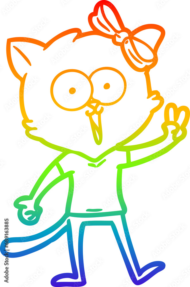 rainbow gradient line drawing of a cartoon cat rainbow gradient line drawing of a cartoon cat