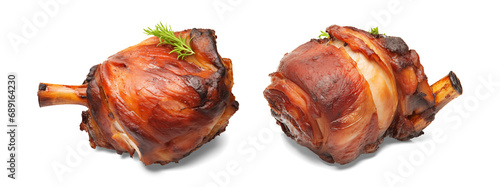 Grilled pork knuckles isolated on transparent or white background, png photo