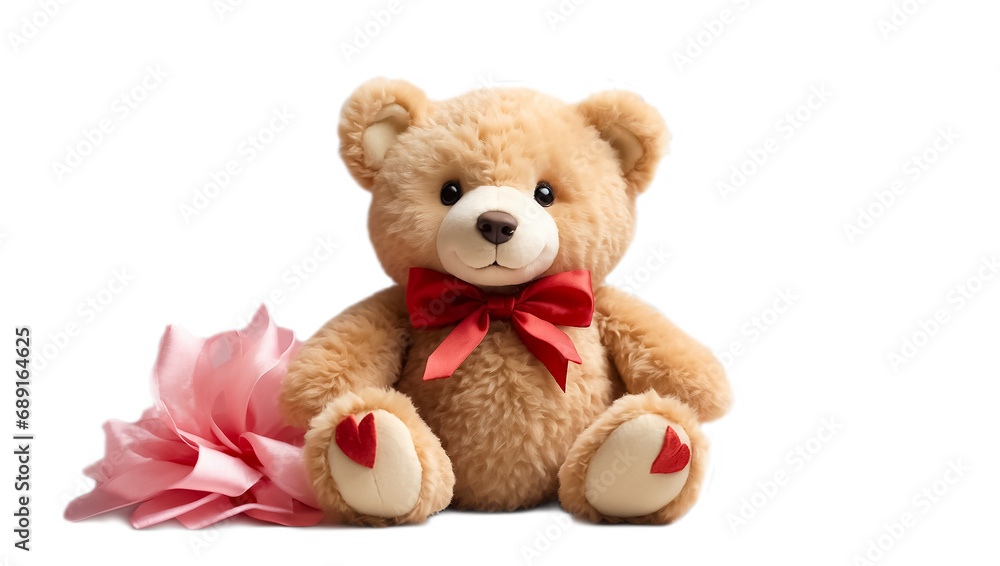 Cute teddy bear toy fluffy with bow isolated on white background Cute teddy bear toy fluffy with bow isolated on white background