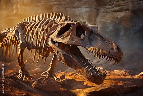 Fossilized Dinosaur Skeleton  Remnants Of Ancient Life