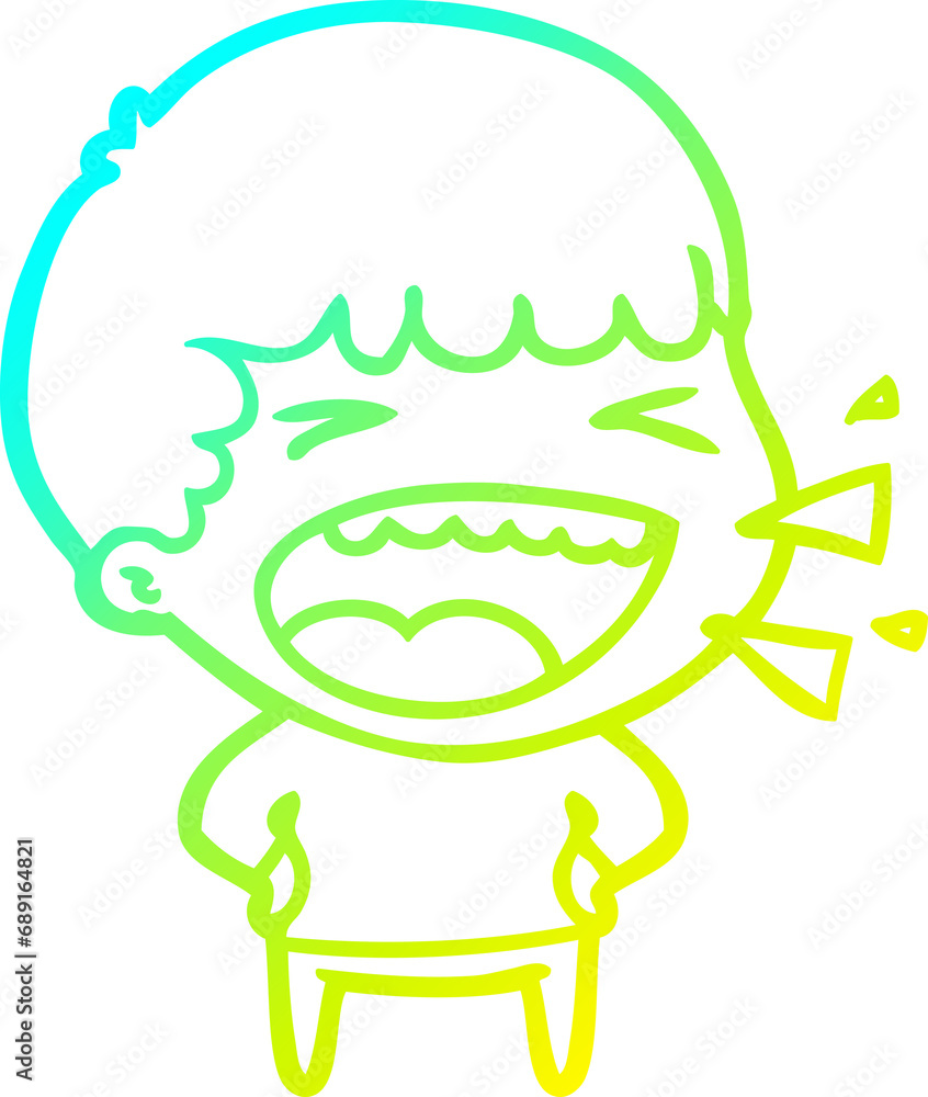 cold gradient line drawing of a cartoon laughing man cold gradient line drawing of a cartoon laughing man