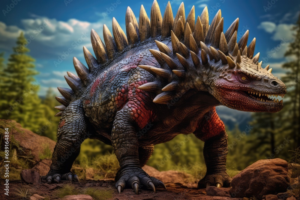 Fototapeta premium Hyperrealistic Depiction Of Stegosaurus Dinosaur