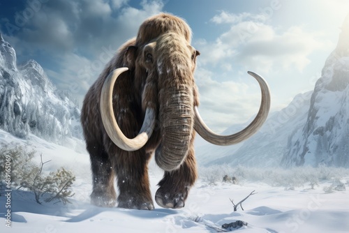 Mammoth Wandering Through Snowy Winter Landscape © Anastasiia