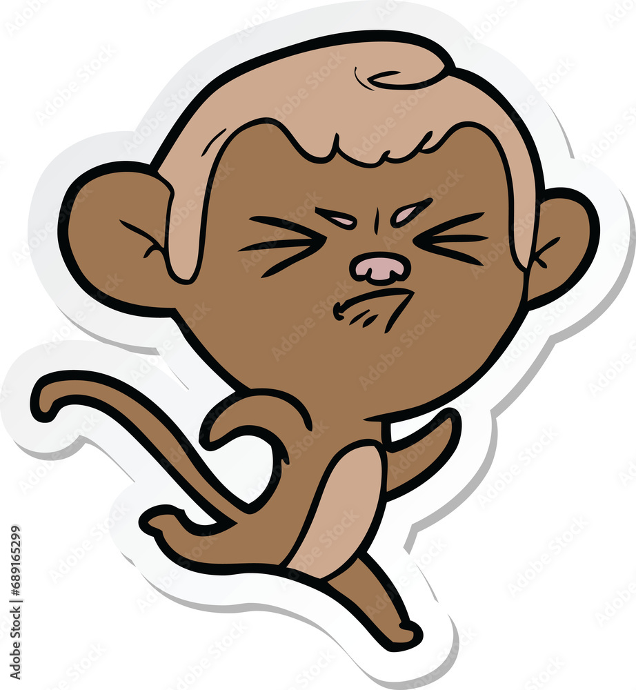 sticker of a cartoon annoyed monkey sticker of a cartoon annoyed monkey