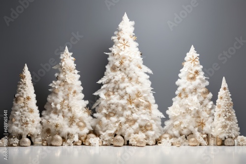 Studio Shot Of Decorated White Christmas Tree Christmas Trees With Unique Treeshaped Walls For Decoration