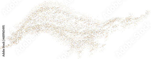 Vector illustration depicting coffee or chocolate powder in motion, creating a dust cloud that splashes on the ground. The background is light and isolated. Format PNG.