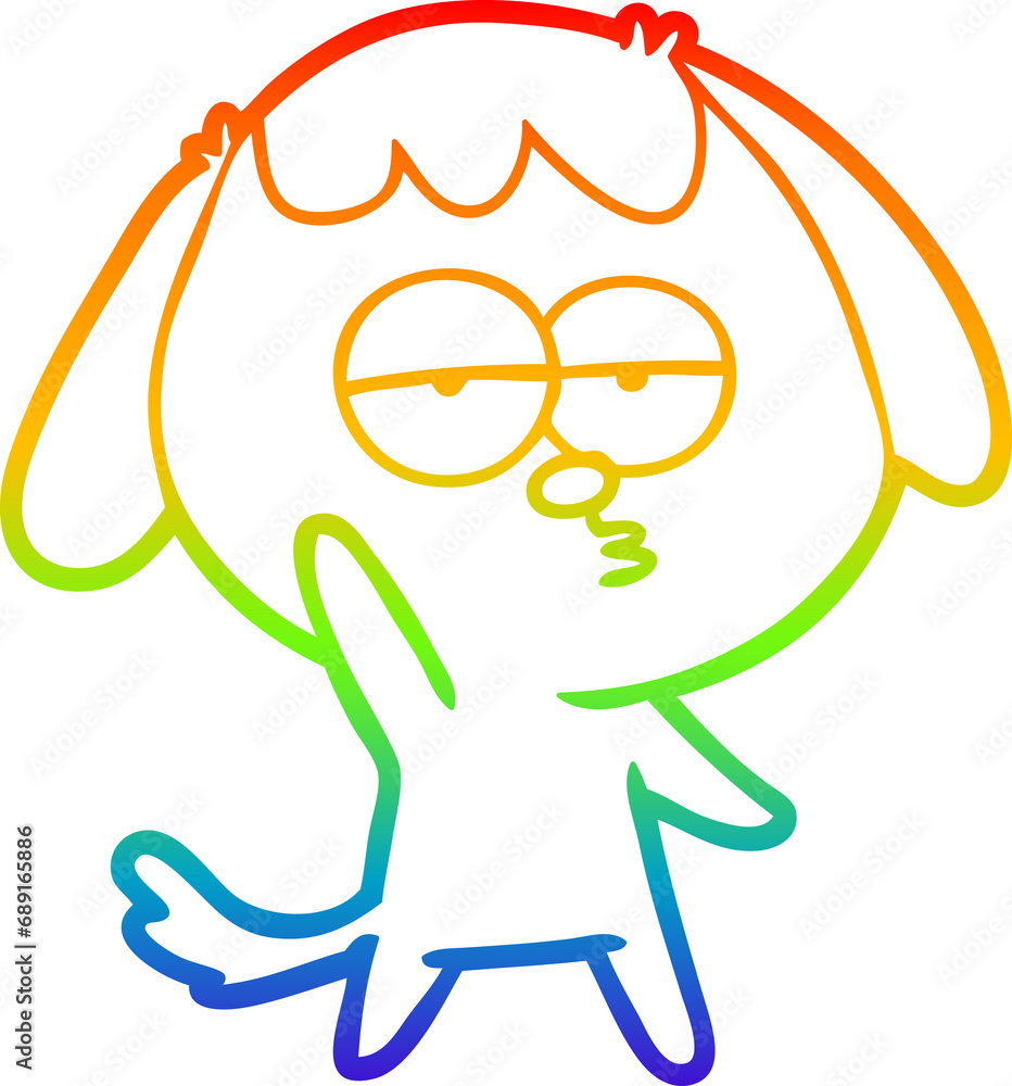 rainbow gradient line drawing of a cartoon bored dog rainbow gradient line drawing of a cartoon bored dog