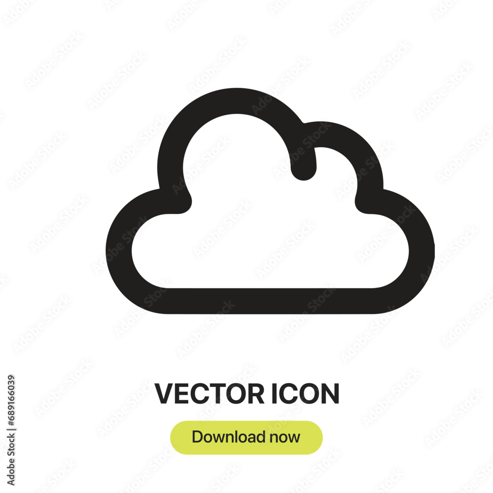 Cloud icon vector. Linear-style sign for mobile concept and web design. Cloud symbol illustration. Pixel vector graphics - Vector.
Cloud icon vector. Linear-style sign for mobile concept and web design. Cloud symbol illustration. Pixel vector graphics - Vector.