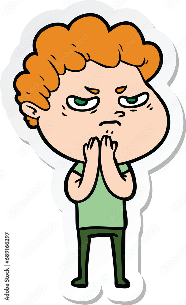 sticker of a cartoon angry man