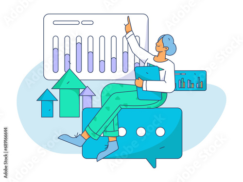 Business People Flat Vector Concept Operation Hand Drawn Illustration 