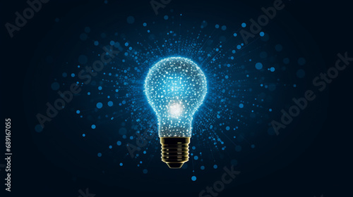 Digital Innovation: Sparkling Light Bulb Concept on a Blue Background