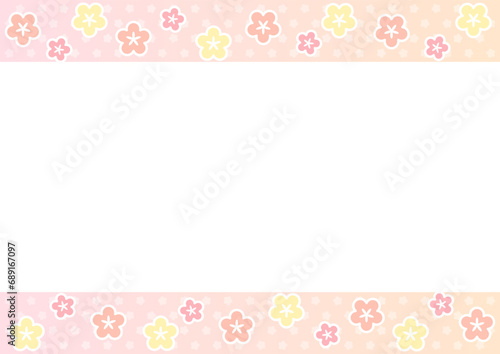 背景　縁付きの花柄の帯枠　ピンク