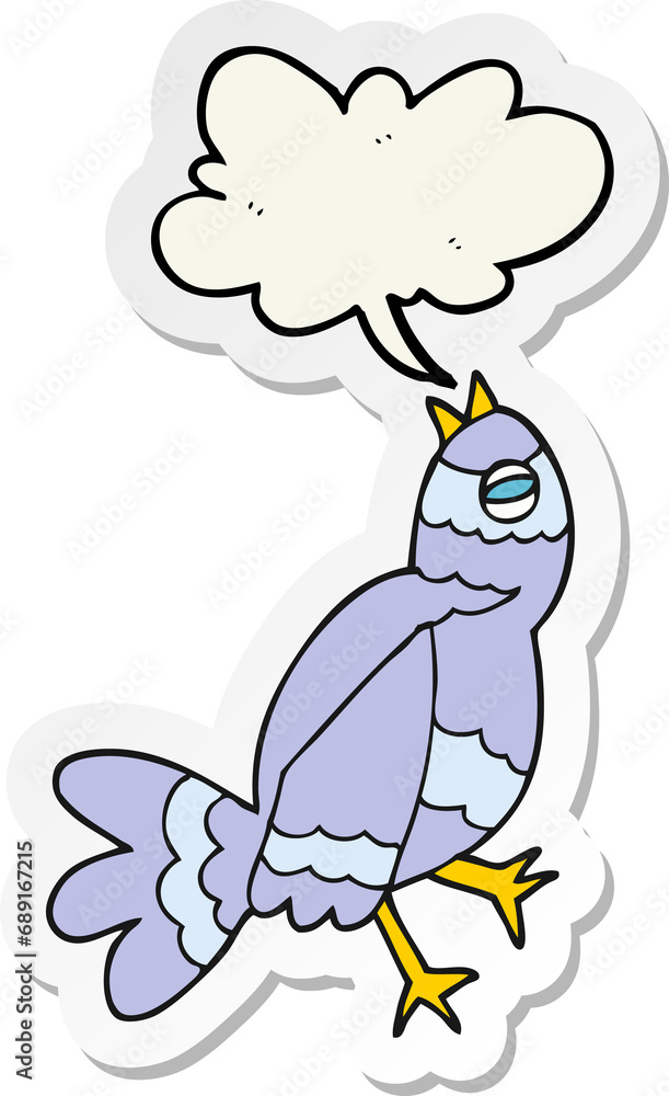 sticker of a cartoon bird singing sticker of a cartoon bird singing