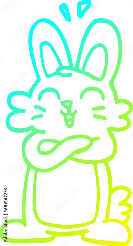 cold gradient line drawing of a cartoon cute bunny cold gradient line drawing of a cartoon cute bunny