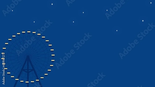 夜の観覧車と流れ星が降るループアニメーション
