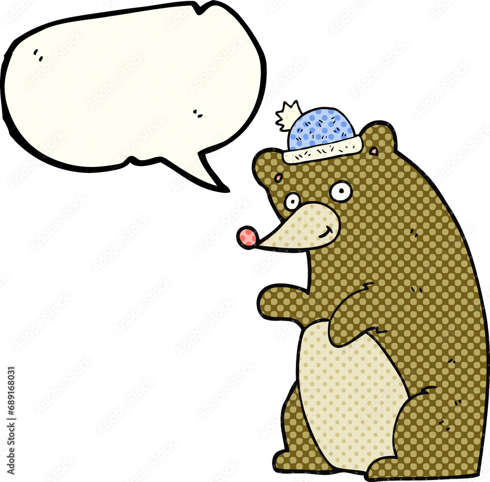 freehand drawn comic book speech bubble cartoon bear freehand drawn comic book speech bubble cartoon bear