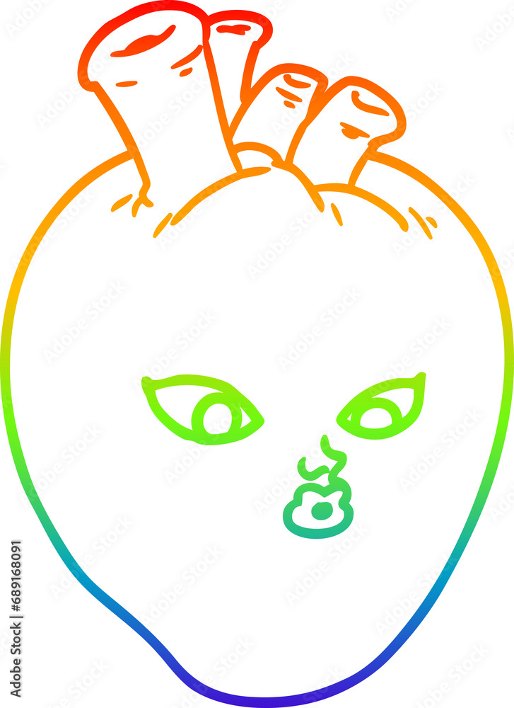 Obraz premium rainbow gradient line drawing of a cartoon heart