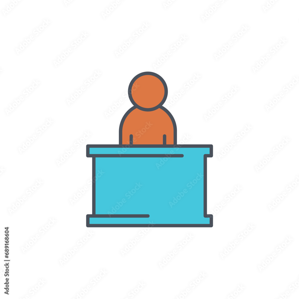Vector sign of the employee symbol isolated on a white background. icon color editable. Vector sign of the employee symbol isolated on a white background. icon color editable.