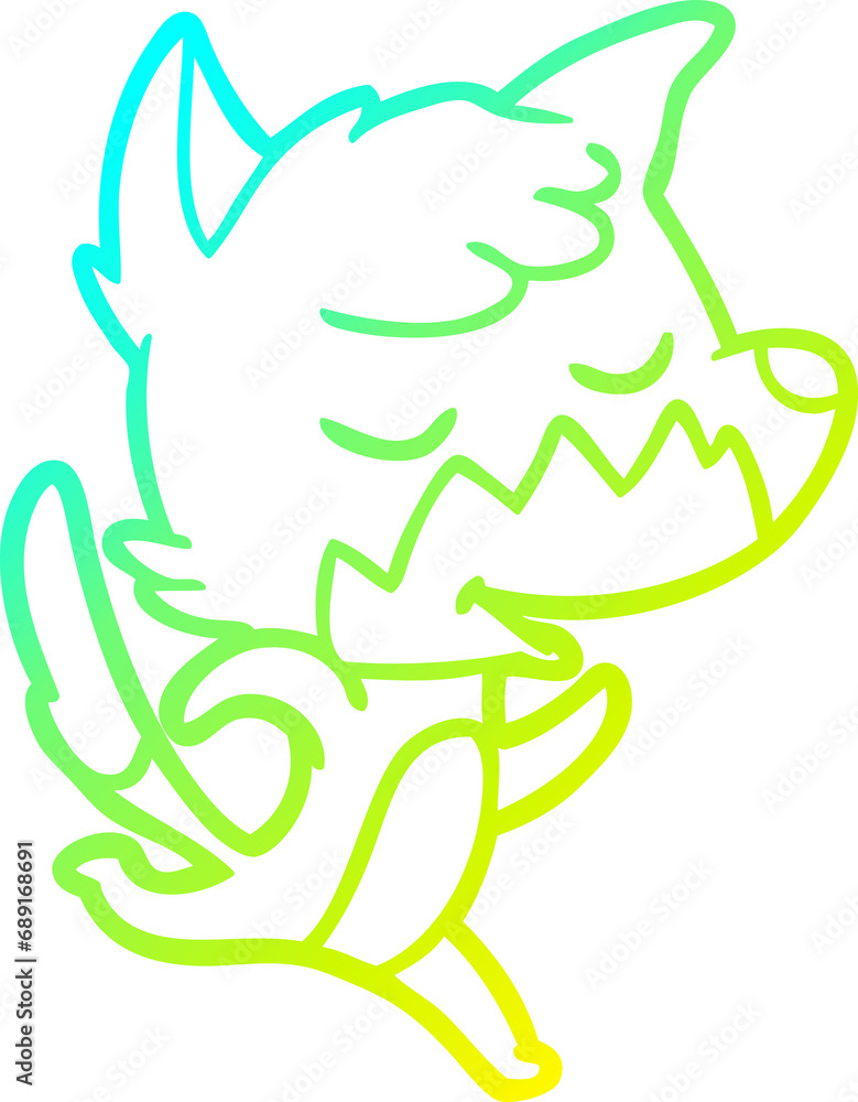 cold gradient line drawing of a friendly cartoon fox cold gradient line drawing of a friendly cartoon fox