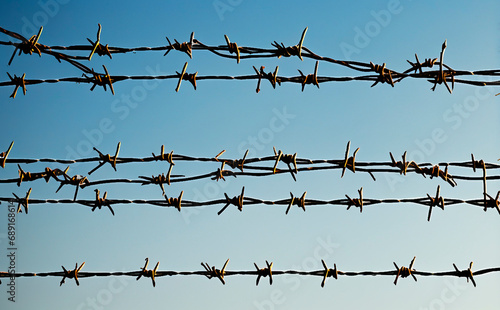 barbed wire and iron snowflakes