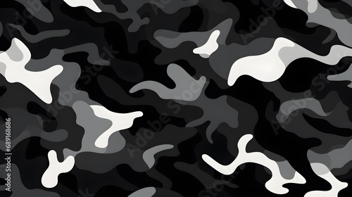 Abstract background black and white camouflage pattern in army design 