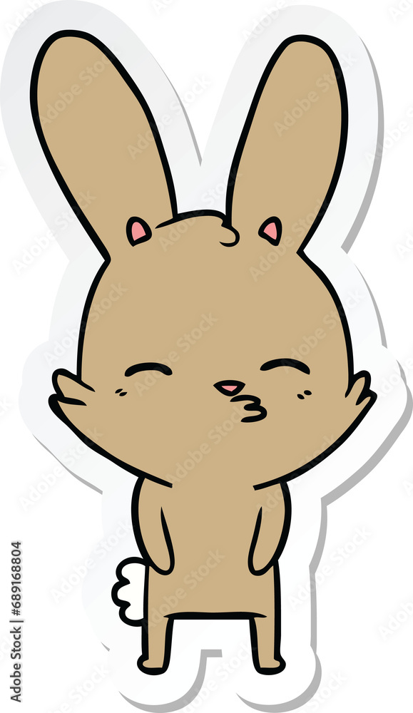 Obraz premium sticker of a curious bunny cartoon