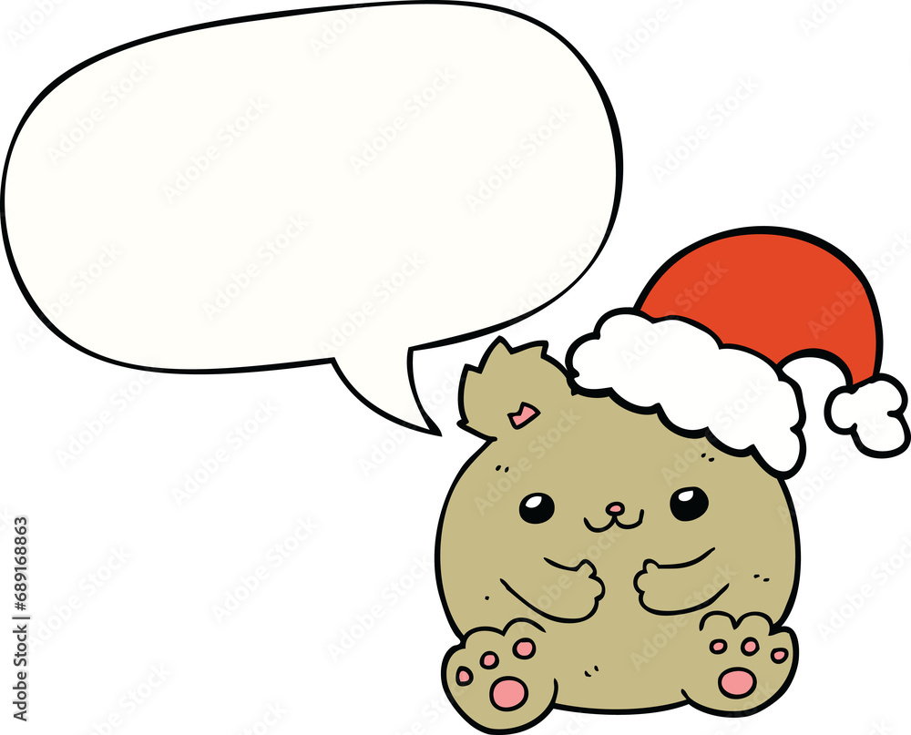 cute cartoon christmas bear with speech bubble cute cartoon christmas bear with speech bubble