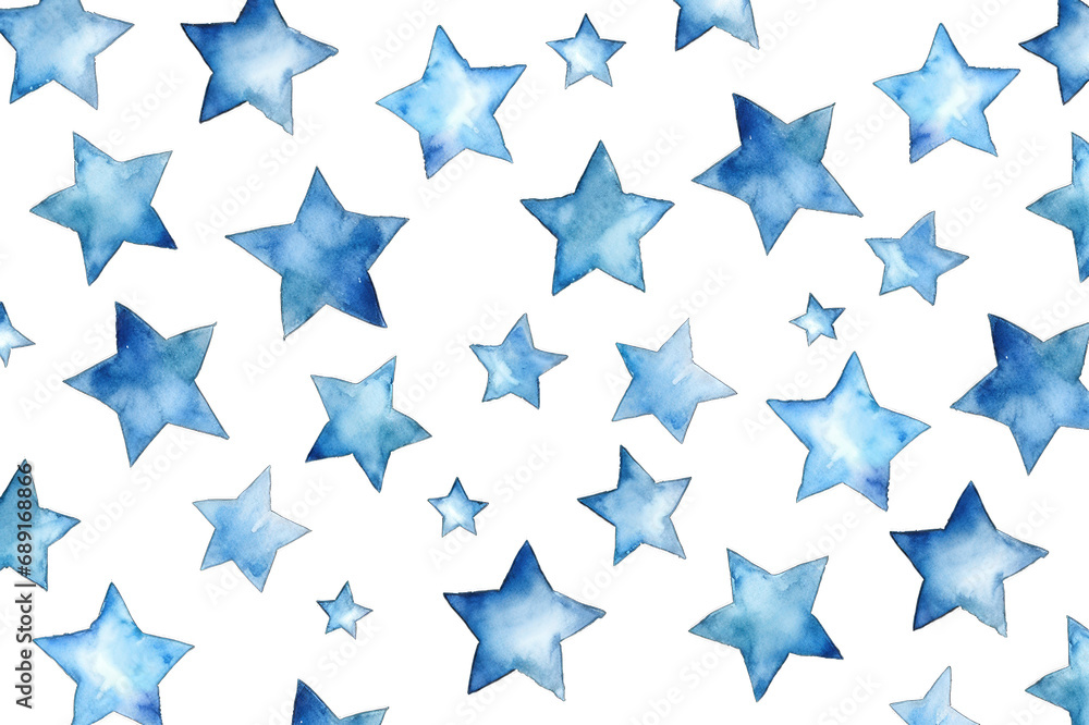 Blue stars. Set of watercolor seamless pattern stars isolated on transparent background Blue stars. Set of watercolor seamless pattern stars isolated on transparent background