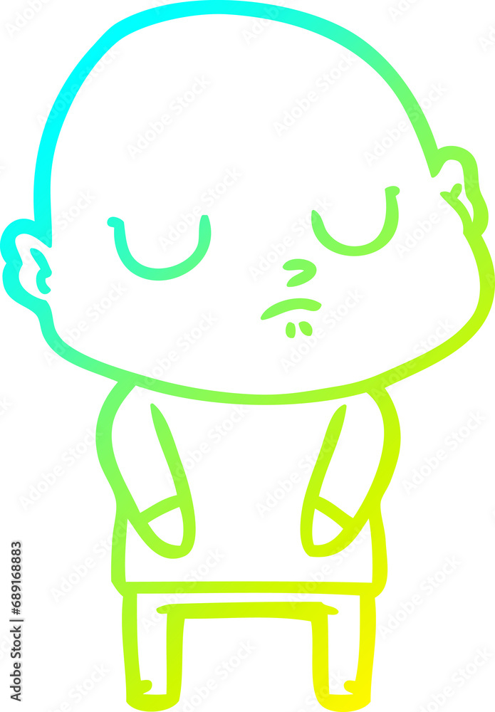 cold gradient line drawing of a cartoon bald man cold gradient line drawing of a cartoon bald man