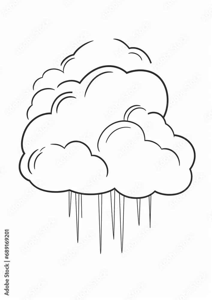 Clouds as simplistic black and white line art for toddlers coloring book page created with Generative Ai Clouds as simplistic black and white line art for toddlers coloring book page created with Generative Ai