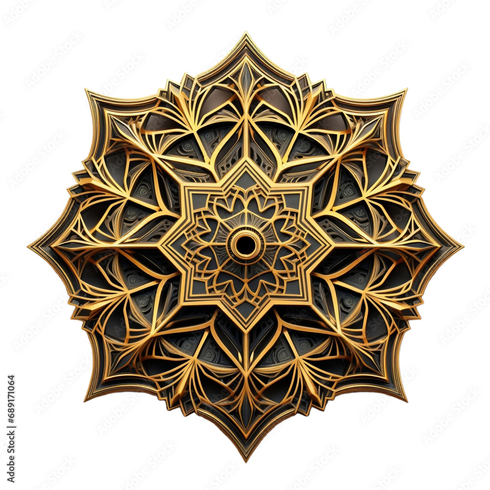 Ornamental Round Shield in Gold and Black