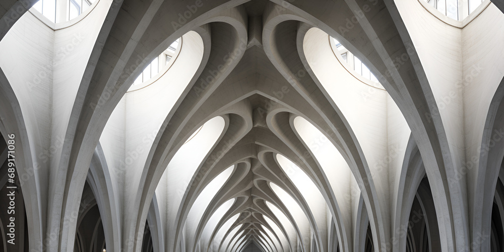 Windows to Heaven. Cathedral Interior Design.AI Generative 