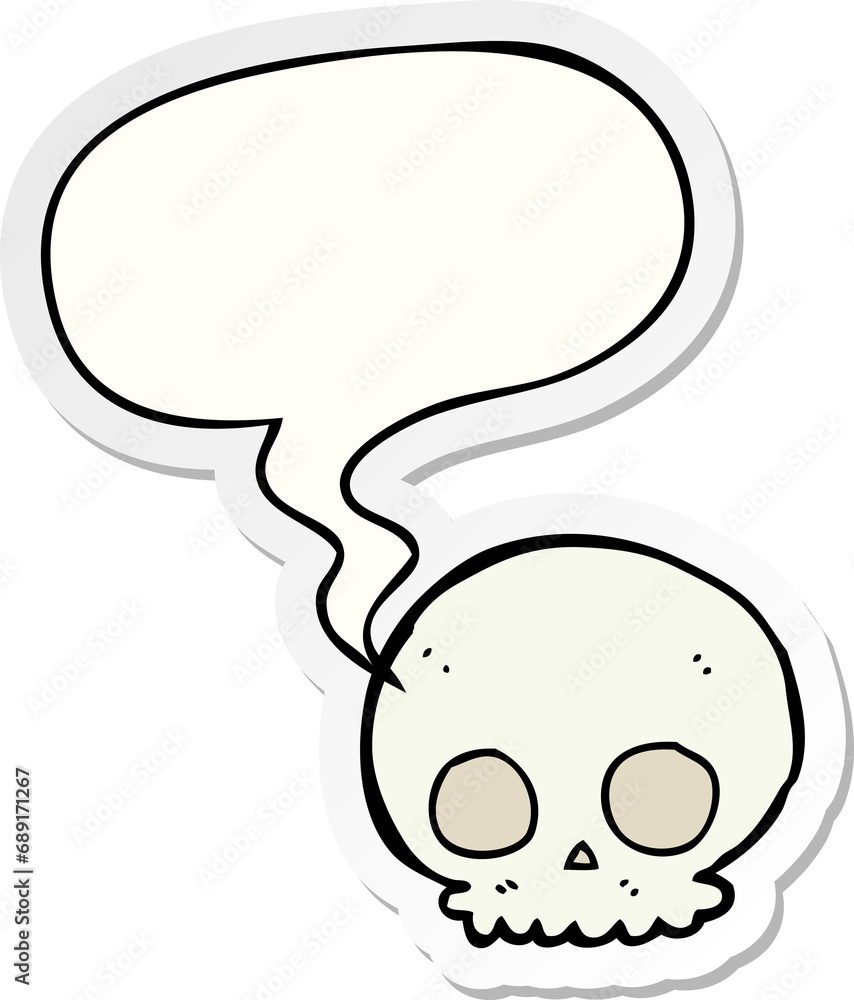 cartoon skull with speech bubble sticker cartoon skull with speech bubble sticker