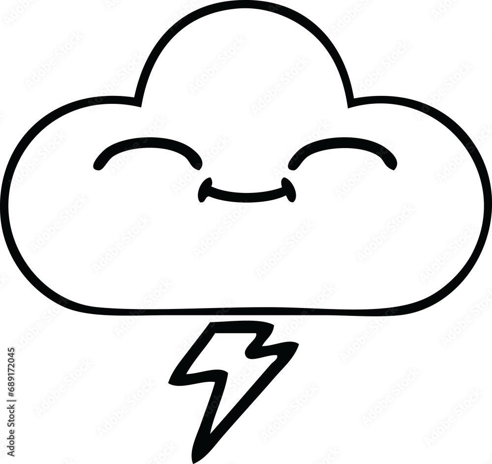 line drawing cartoon of a thunder cloud line drawing cartoon of a thunder cloud