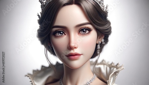 Digital Art Portrait of a Princess with a Crown