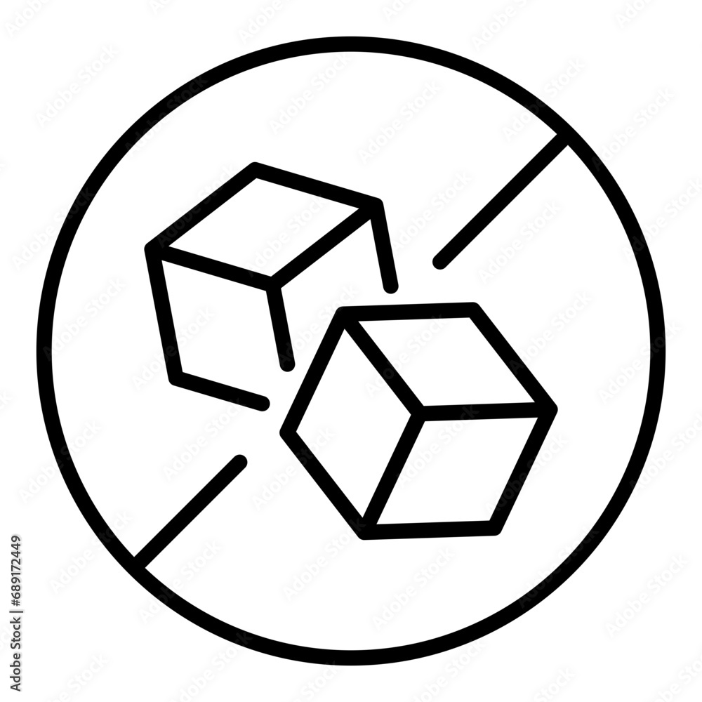 Black single round sugar free badge line icon, ingredient no contain mark flat design pictogram, infographic vector for app logo web button ui ux interface elements isolated on white background Black single round sugar free badge line icon, ingredient no contain mark flat design pictogram, infographic vector for app logo web button ui ux interface elements isolated on white background