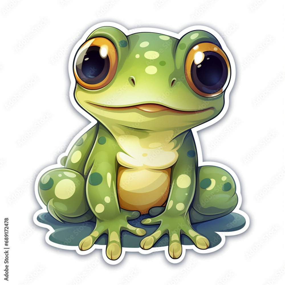 Fototapeta premium cute frog sticker created with Generative Ai