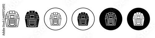 Money counting machine icon. Currency counter equipment use in banking finance service symbol. Cash payment drawer by cashier vector. 