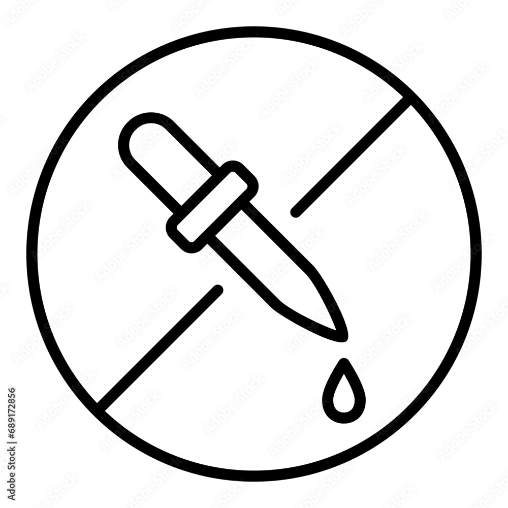 Black single artificial color free line icon, simple round dye ingredient no contain mark flat design pictogram, infographic vector for app logo web button ui ux interface Black single artificial color free line icon, simple round dye ingredient no contain mark flat design pictogram, infographic vector for app logo web button ui ux interface