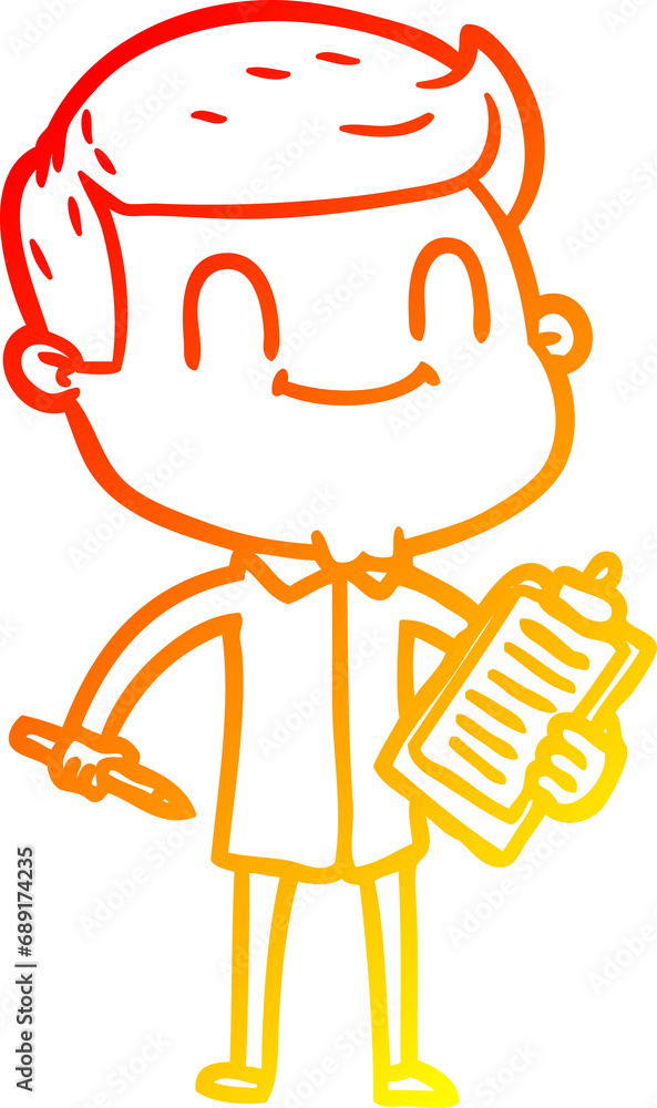 warm gradient line drawing of a cartoon friendly man warm gradient line drawing of a cartoon friendly man