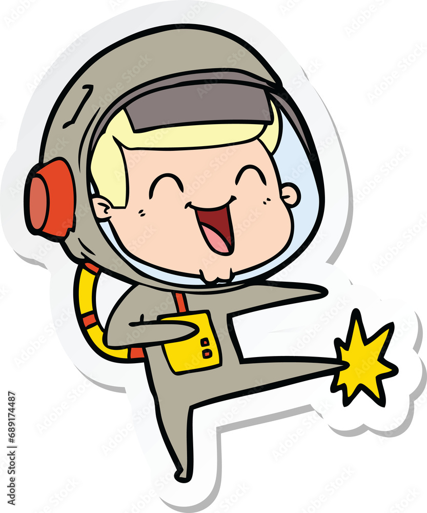 sticker of a happy cartoon astronaut sticker of a happy cartoon astronaut
