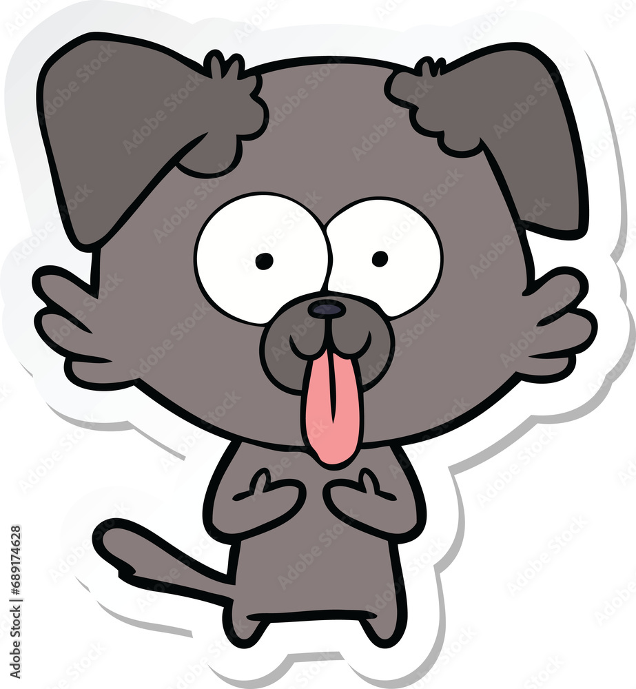 sticker of a cartoon dog with tongue sticking out sticker of a cartoon dog with tongue sticking out