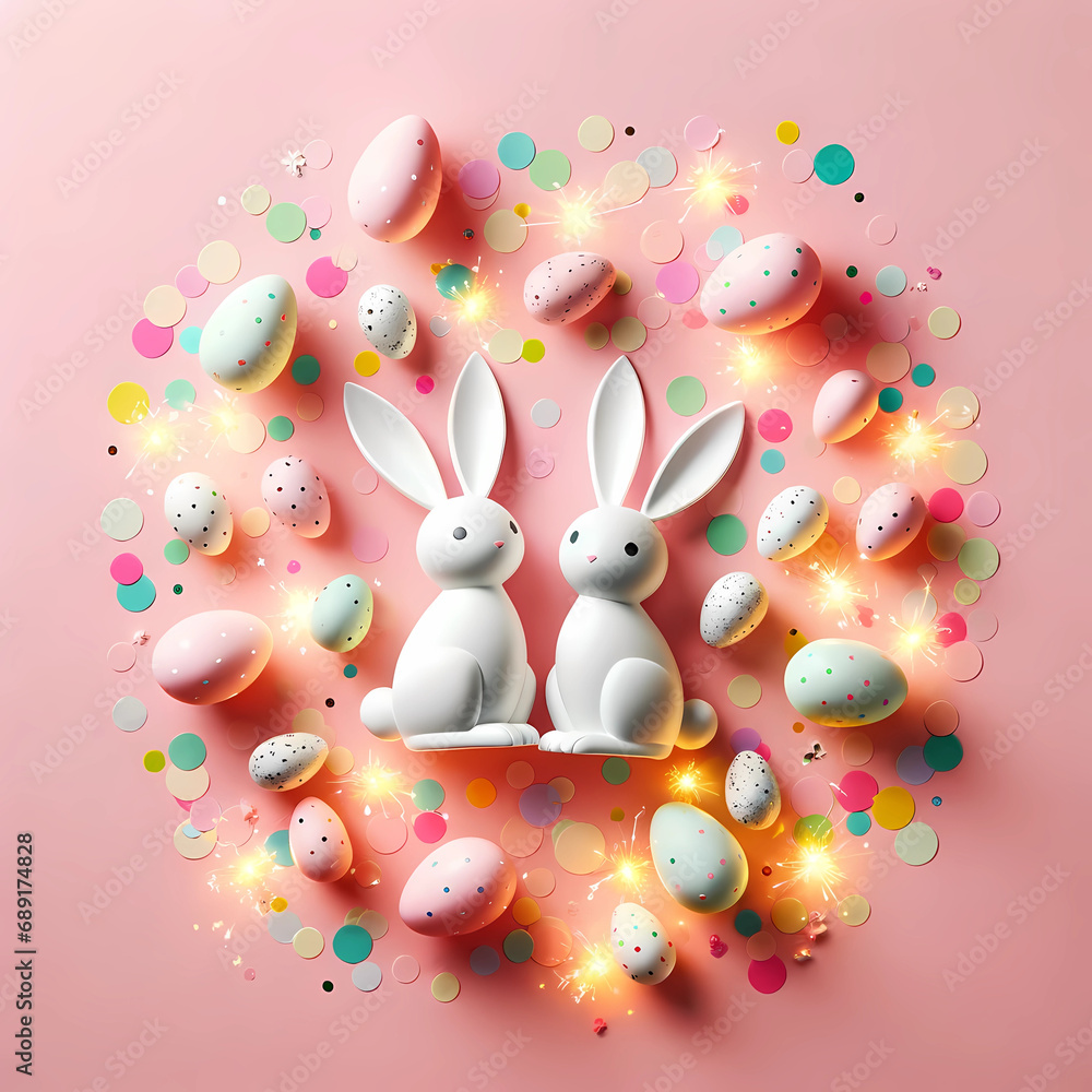 Obraz premium Easter: Easter Bunny, Happy Easter, Easter eggs