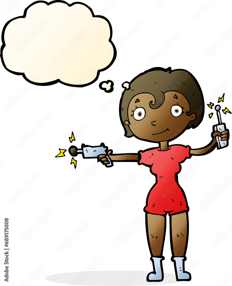 cartoon future space girl with thought bubble cartoon future space girl with thought bubble