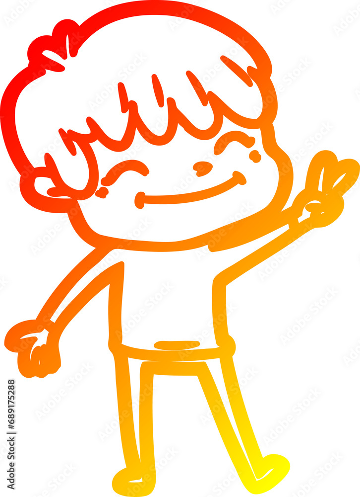 warm gradient line drawing of a cartoon happy boy warm gradient line drawing of a cartoon happy boy