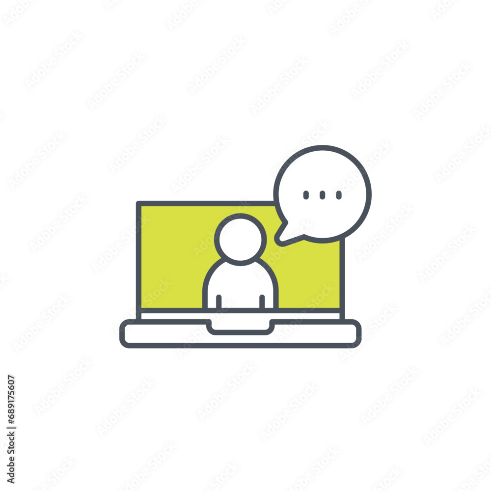Vector sign of the online consultation symbol isolated on a white background. icon color editable. Vector sign of the online consultation symbol isolated on a white background. icon color editable.