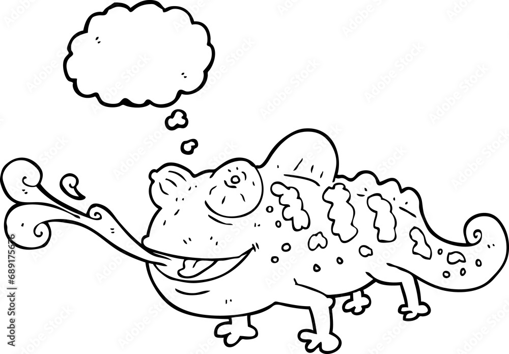 freehand drawn thought bubble cartoon chameleon freehand drawn thought bubble cartoon chameleon